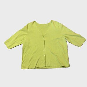 Woman's 2X-3X  Light Green Button-up Cardigan Sweater